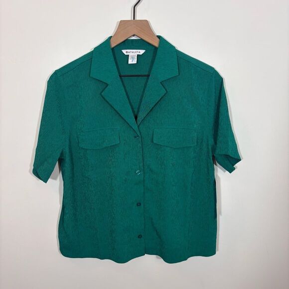 Athleta Echo Top NEW with tags Size Small Textured Green - Picture 4 of 13